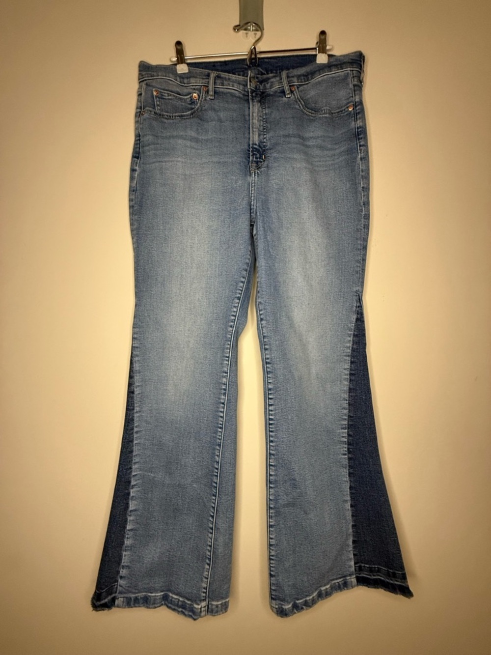 GAP 70s Flare High Rise Hippie Y2K Gogo Dark Wash Contrast Panel Jeans